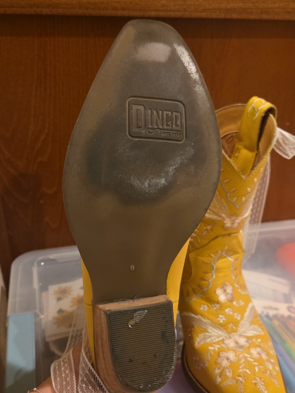 dingo Yellow Embroidered Western Ankle Boots - Picture 4 of 7